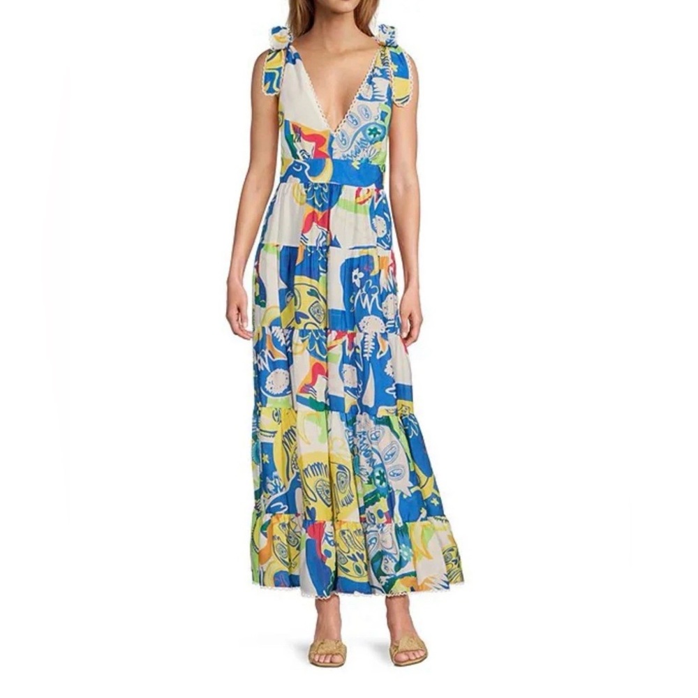 CHELSEA & VIOLET Cecily Printed Empire Waist V-Neckline Sleeveless Maxi Dress.
